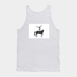 Girl Equestrian Black and White Painting Tank Top